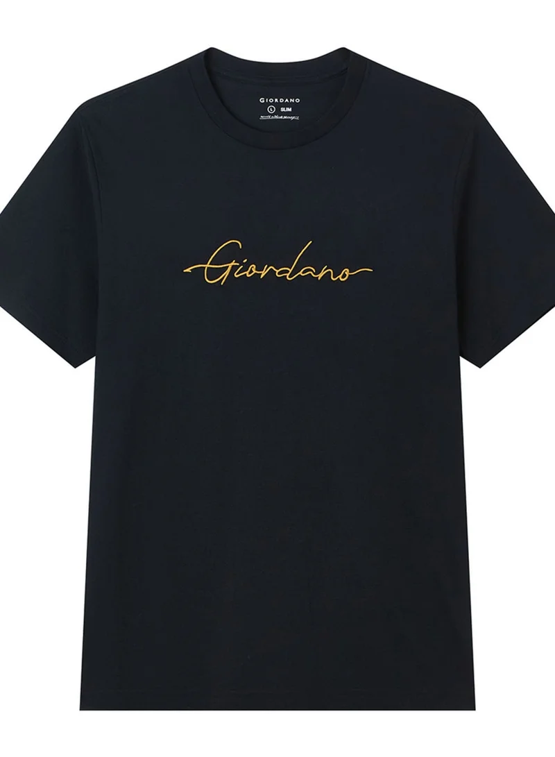 GIORDANO  Men’s Slim Fit Cotton Signature Print Tee for Men | Best Price UAE