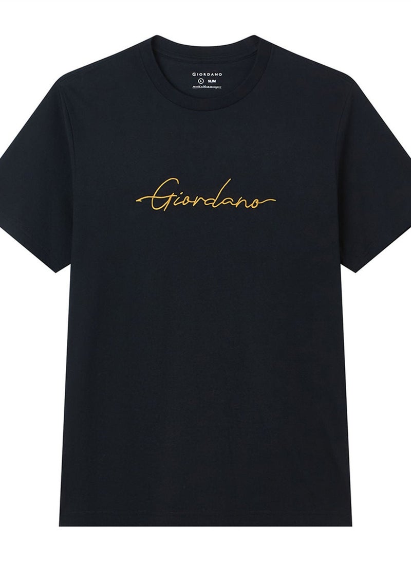 GIORDANO تي شيرت قطن بتصميم مميز للرجال بقصة ضيقة - Image 3