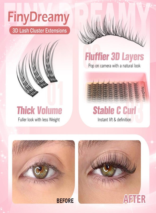 FinyDreamy Spider Lash Clusters Kit Wispy Breeze Eyelash Clusters Lashes Short DIY Lash Extension Kit Natural C Curl Individual Lashes Cluster Eyelash Soft Thin Band with Bond Seal Tweezers(10-14mm Kit 300PCS) - Image 5