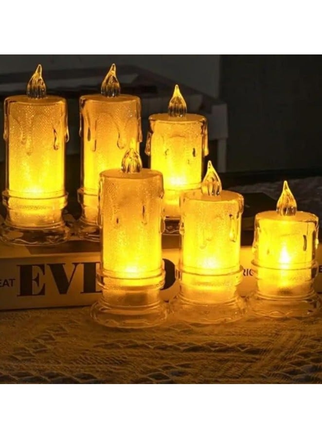 شمعة كريستال كهربائية متوهجة، شمعة بدون لهب لتزيين حفلات الزفاف والكريسماس وأعياد الميلاد والمنزل (مجموعة من 3 قطع)، - Image 2