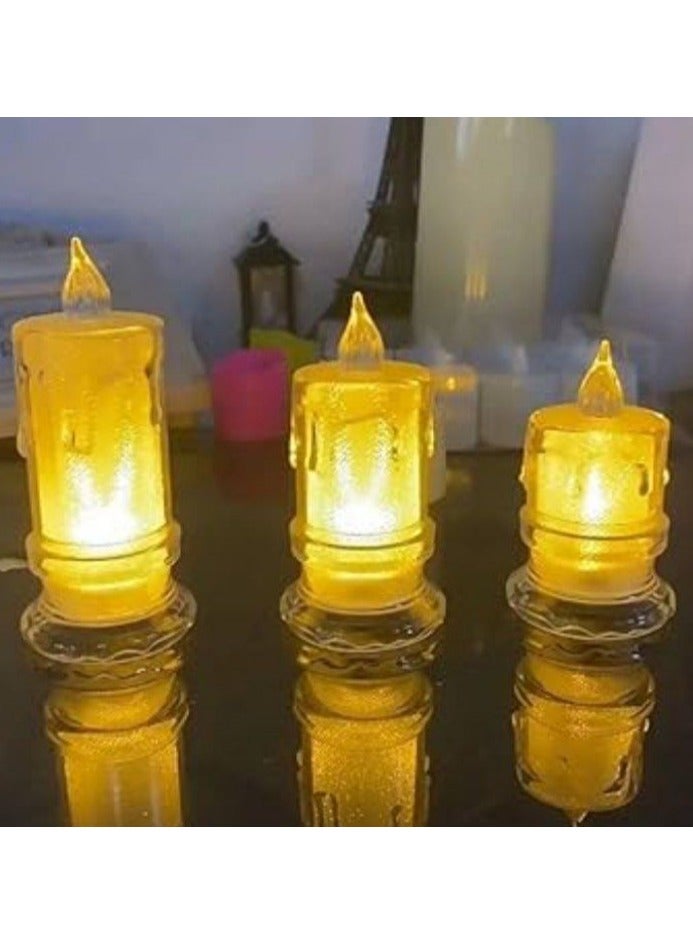 شمعة كريستال كهربائية متوهجة، شمعة بدون لهب لتزيين حفلات الزفاف والكريسماس وأعياد الميلاد والمنزل (مجموعة من 3 قطع)، - Image 1