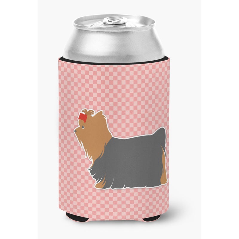 Caroline's Treasures ""Caroline's Treasures Yorkshire Terrier Yorkie Checkerboard Pink Can or Bottle Hugger BB3634CC  Can Hugger  Multicolor"" 