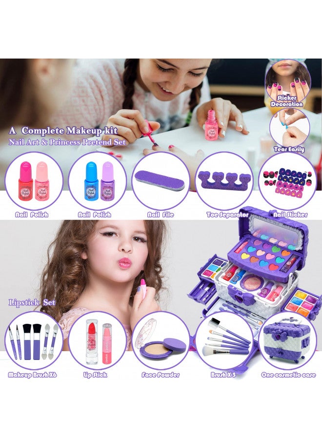 ROKKES Kids Makeup Kit for Girl Toys - Toys for Girls Makeup Girls Princess Gift Non Toxic Toddlers Cosmetic Kits,Child Play Makeup Toys for Girls, Age 4-10Year Old Children Gift - Image 5