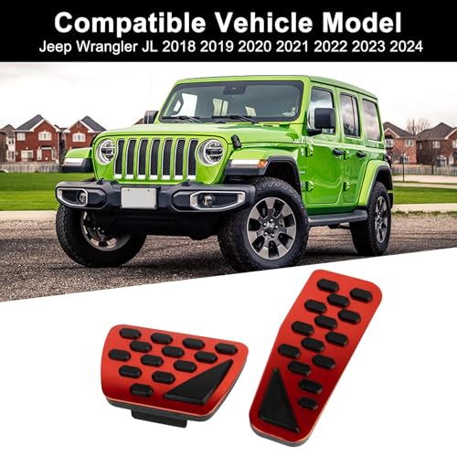 psler أغطية دواسات القدم المعدنية لرانجلر JL 2018 2019 2020 2021 2022 2023 2024 مجموعة دواسات الغاز موسعات دواسات الفرامل أوتوماتيكية من الألمنيوم غير قابلة للانزلاق ملحقات رانجلر باللون الأسود - Image 5