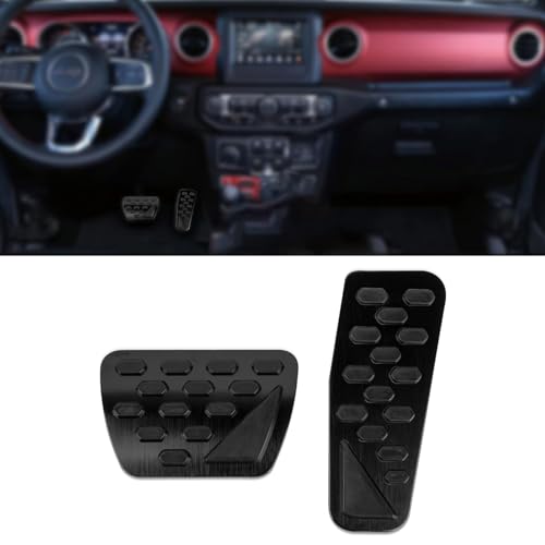 psler أغطية دواسات القدم المعدنية لرانجلر JL 2018 2019 2020 2021 2022 2023 2024 مجموعة دواسات الغاز موسعات دواسات الفرامل أوتوماتيكية من الألمنيوم غير قابلة للانزلاق ملحقات رانجلر باللون الأسود - Image 1