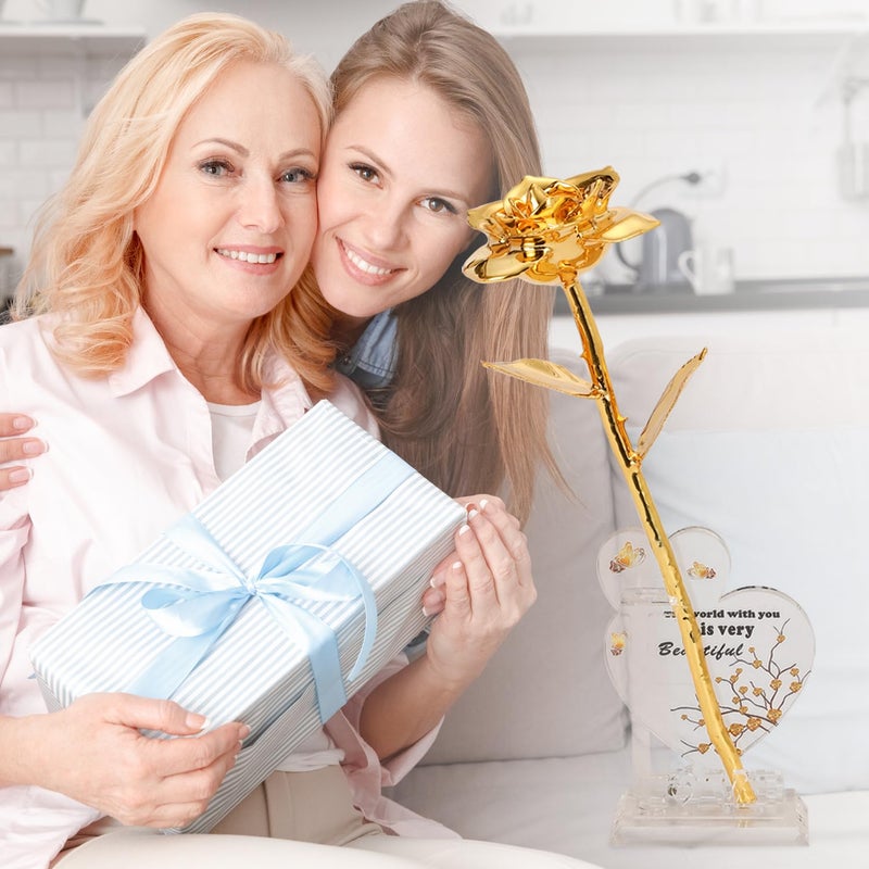 SW Gold Dipped Rose Real 24K Gold Rose Romantic Mom Gifts for Women Flower Love Romantic Rose (Colorful) - Image 3
