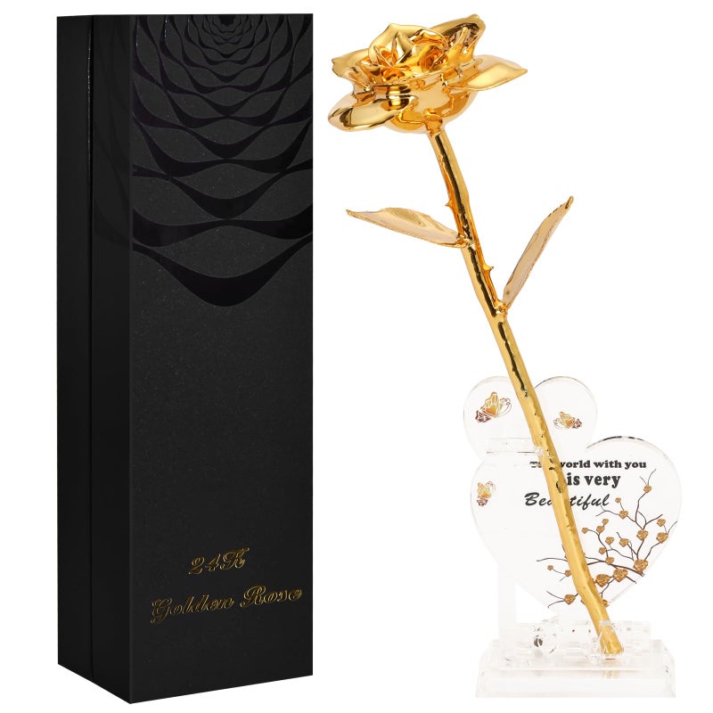 SW Gold Dipped Rose Real 24K Gold Rose Romantic Mom Gifts for Women Flower Love Romantic Rose (Colorful) - Image 1