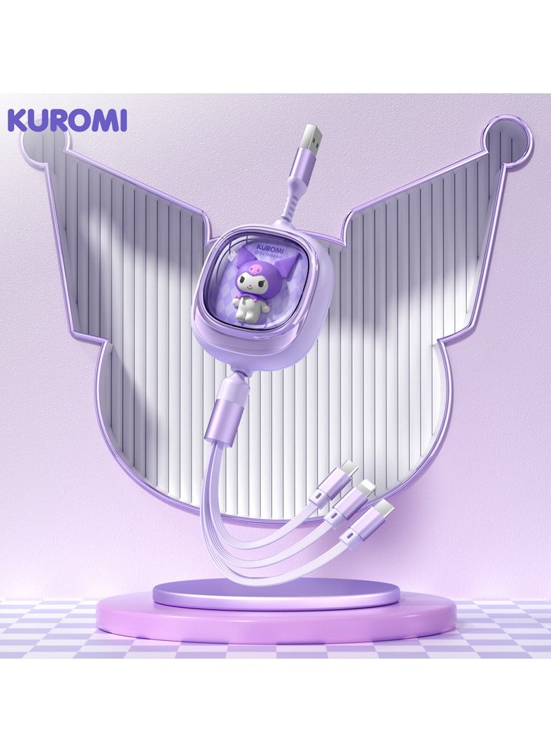 General Kulomi 100W three-in-one telescopic data cable one drag three super fast charging 5A charging cable, suitable for Apple, Huawei, Samsung and so on  - Image 1