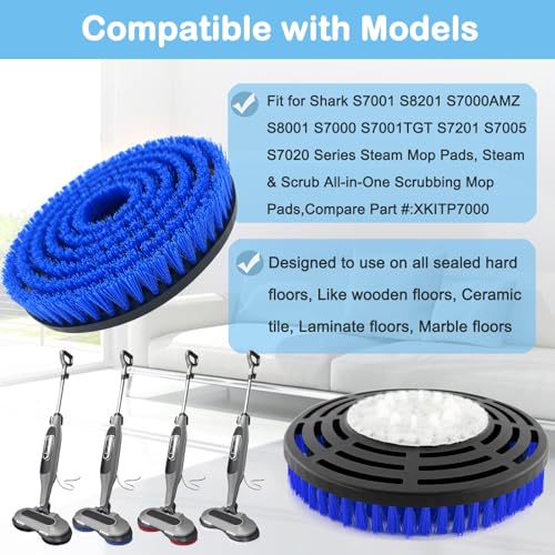 Bvhonwe 2 Pack S8201 Upgraded Replacement Steam Mop Brush Heads for Shark S8201 S8001 S7001 S7201 S7000 S7005 S7020 Steam Mop & Scrub All-in-One Scrubbing, Dirt Grip Scrub Washable Replacement Brush, Blue - Image 3