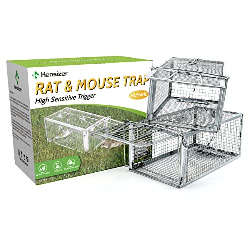 Kensizer 2-Pack Humane Rat Trap, Chipmunk Rodent Trap that Work for Indoor and Outdoor Small Animal - Mouse Voles Hamsters Live Cage Catch and Release - Image 1