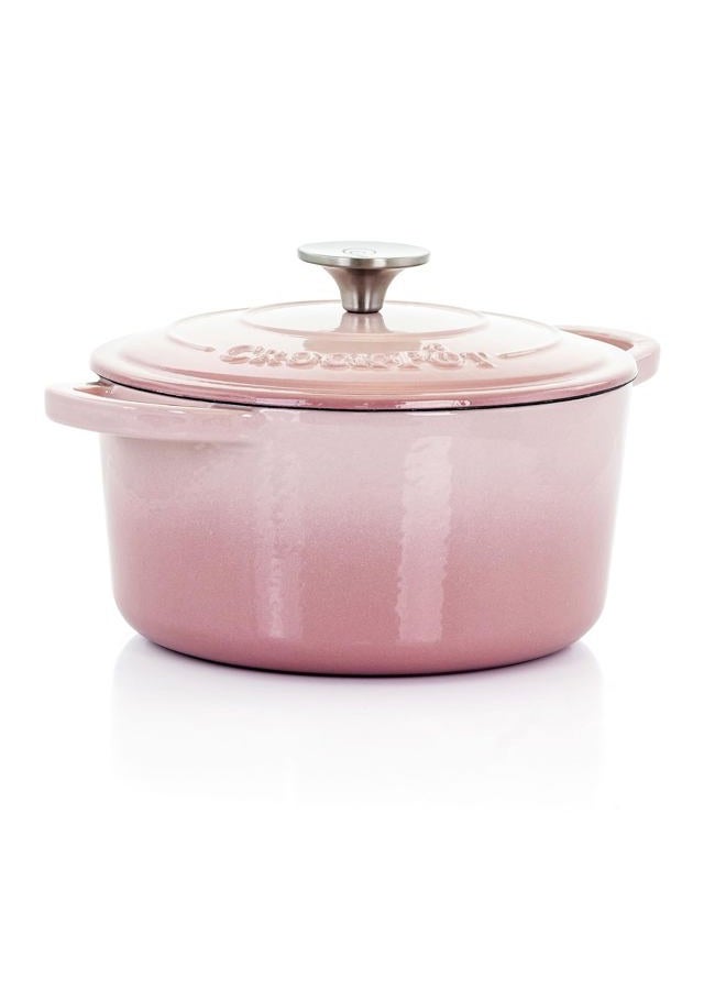 Crock-Pot وعاء طهي هولندي دائري من الحديد الزهر المينا، 3 لتر، وردي فاتح - Image 1