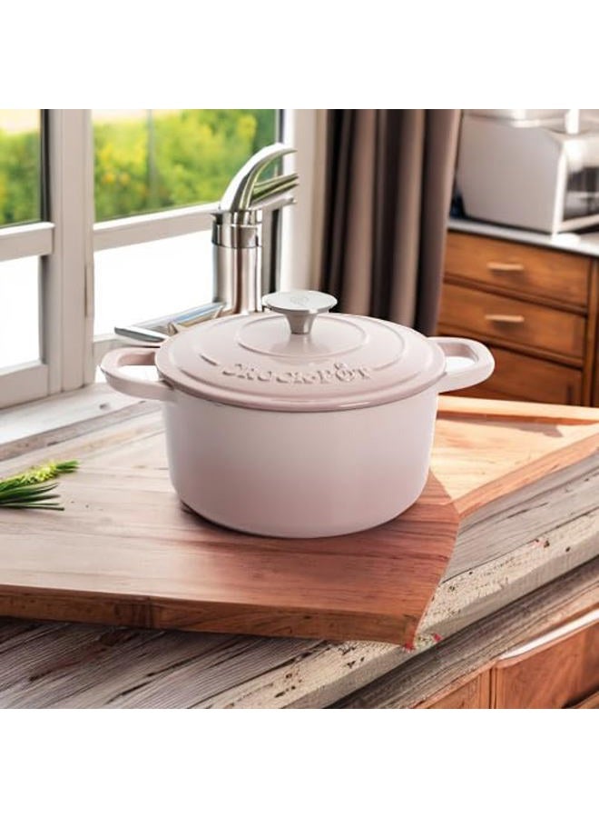Crock-Pot وعاء طهي هولندي دائري من الحديد الزهر المينا، 3 لتر، وردي فاتح - Image 5