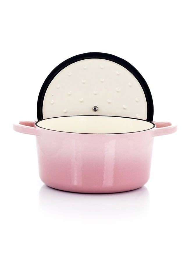 Crock-Pot وعاء طهي هولندي دائري من الحديد الزهر المينا، 3 لتر، وردي فاتح - Image 3