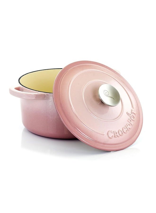 Crock-Pot وعاء طهي هولندي دائري من الحديد الزهر المينا، 3 لتر، وردي فاتح - Image 2