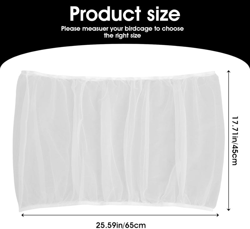 Sibba Bird Cage Airy Gauze Guard Catcher Parrot Nylon Mesh Net Cover Soft Universal Birdcage Elastic Cage Net Stretchy Skirt Accessories Pet Supplies (White) - Image 2