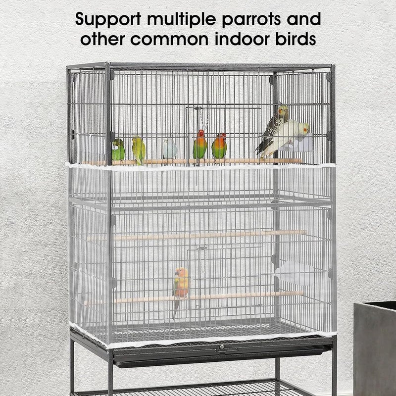 Sibba Bird Cage Airy Gauze Guard Catcher Parrot Nylon Mesh Net Cover Soft Universal Birdcage Elastic Cage Net Stretchy Skirt Accessories Pet Supplies (White) - Image 4