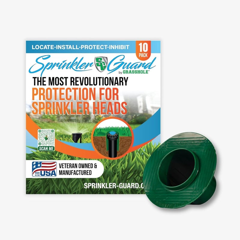 GRASSHOLE Sprinkler-Guard by - Patented Design Donut-Style Lawn Sprinkler Head Guard Protector to Prevent Damage from Mowers & Trimmers - Veteran Owned & Made in USA, 10 Pack - Image 1