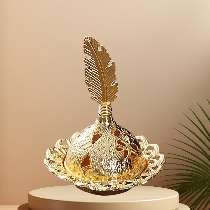 Creative Middle Eastern Arabic Golden Tower Incense Burner - Zinc Alloy, Heat-Resistant - Image 4