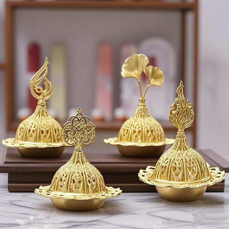 Creative Middle Eastern Arabic Golden Tower Incense Burner - Zinc Alloy, Heat-Resistant - Image 3