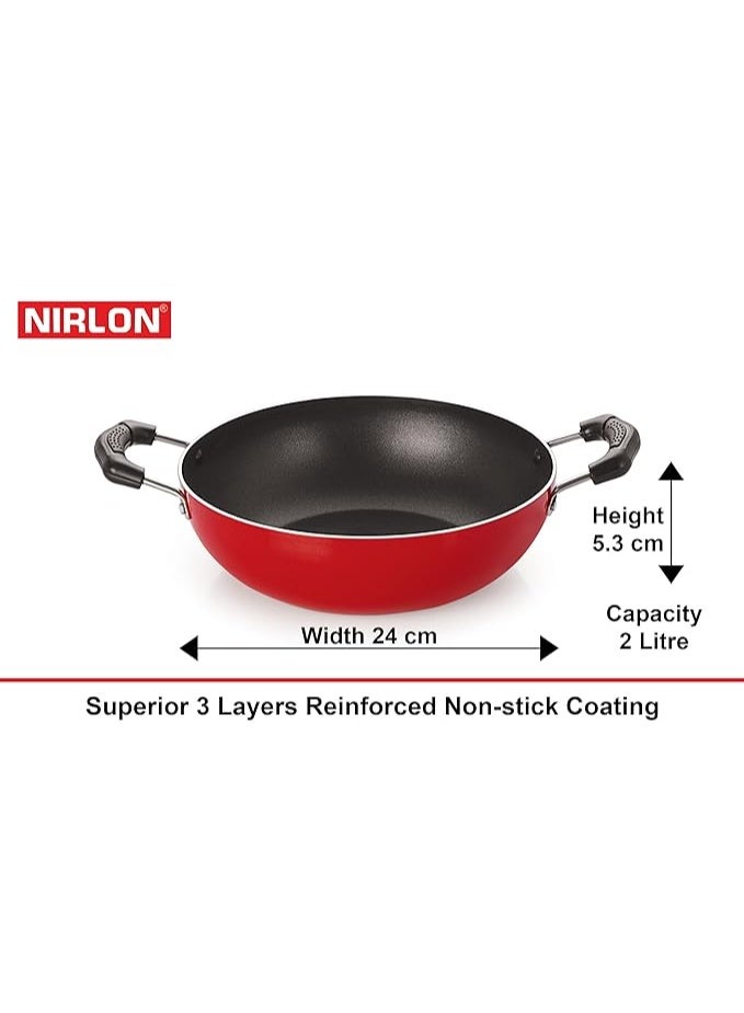 Nirlon Non-Stick Aluminium Flat Base Gas Compatible 5 Piece Cookware Combo Set - Image 2