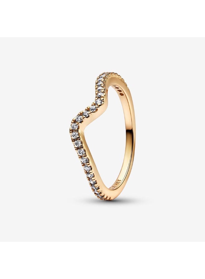 دورا خاتم ذهبي مزين بنقشة موجات براقة - Image 1