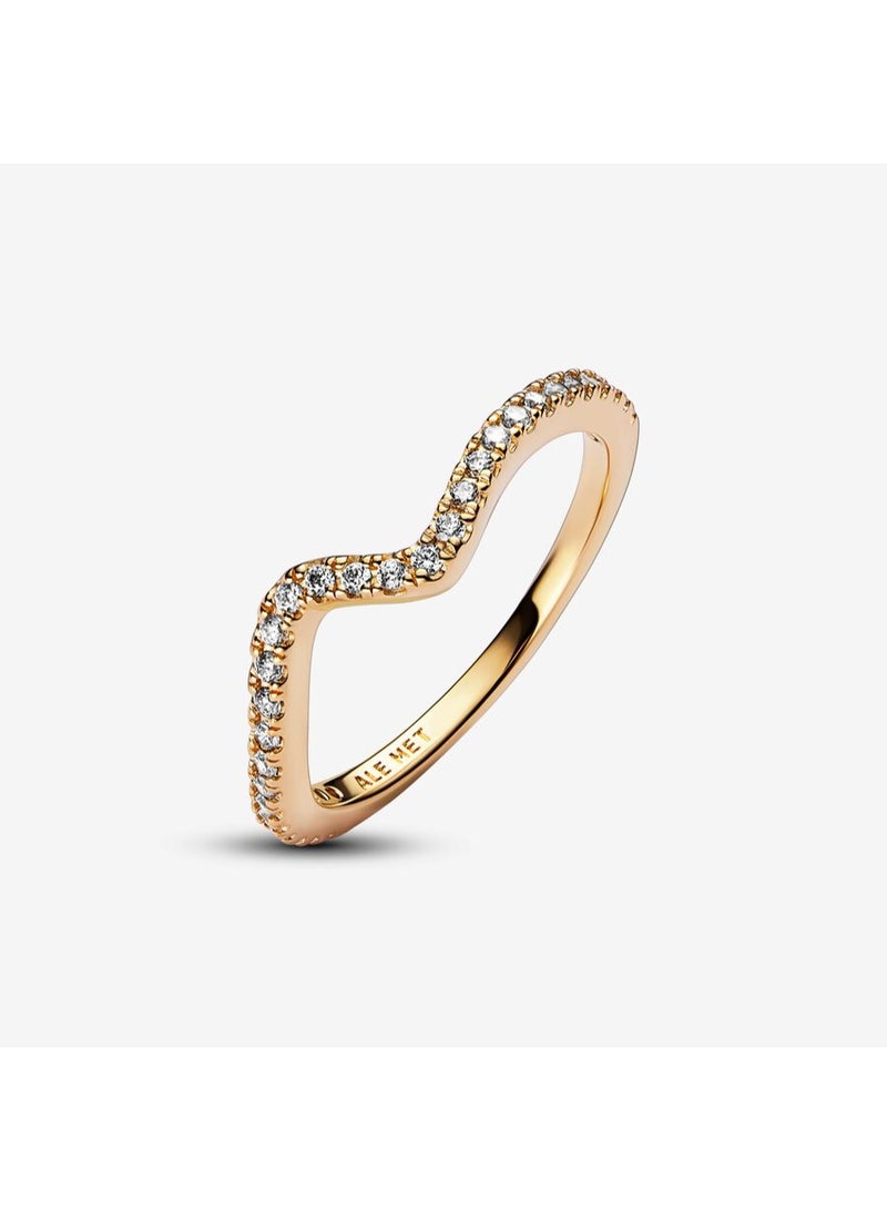 دورا خاتم ذهبي مزين بنقشة موجات براقة - Image 3