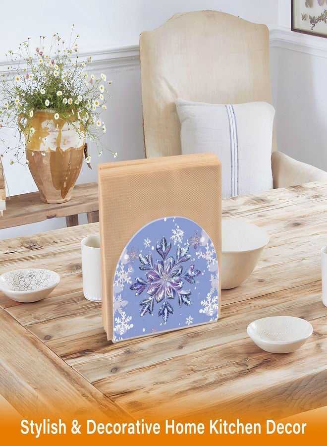 Vdsrup Purple Snowflake Napkin Holder for Table Freestanding Tissue Dispenser Acrylic Winter Cloth Napkin Holders for Kitchen Countertop Home - Image 5