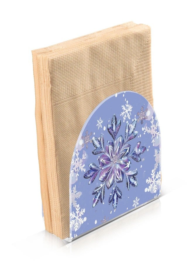 Vdsrup Purple Snowflake Napkin Holder for Table Freestanding Tissue Dispenser Acrylic Winter Cloth Napkin Holders for Kitchen Countertop Home - Image 1