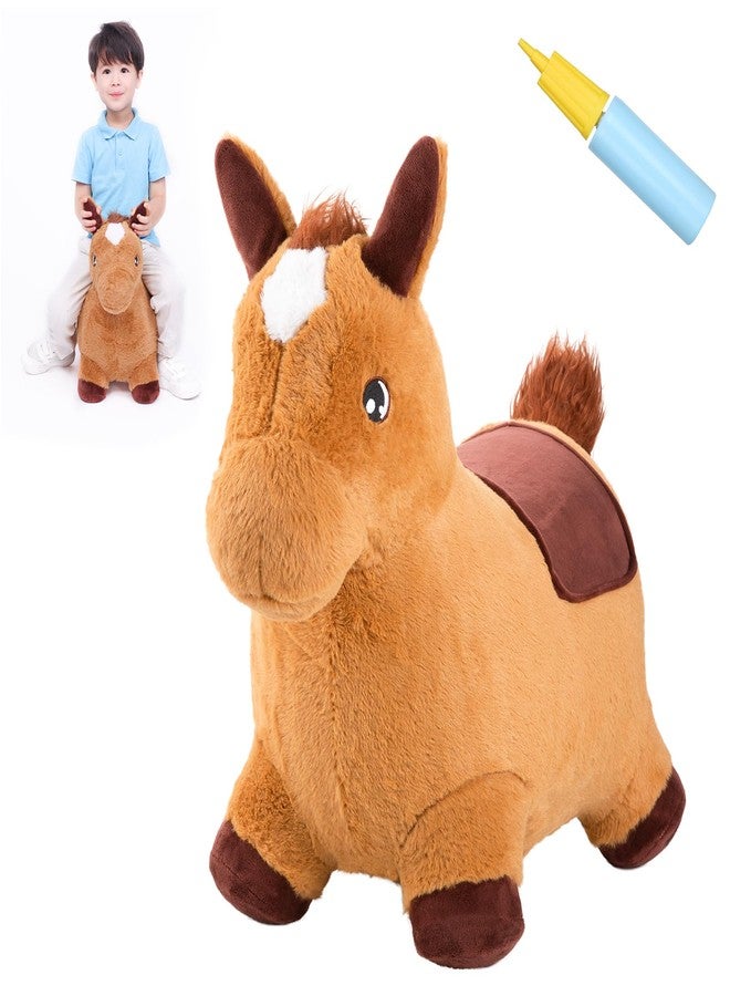 INPANY Bouncy Horse Toys Hopper, Toddler Bouncing Farm Animal, Ultra Thick Plush Inflatable Horse stuffed animals, Ride on Rubber Bouncer for Kids, Outdoor Indoor 2 3 4 Year Old Boy Girl Birthday Gift - Image 1