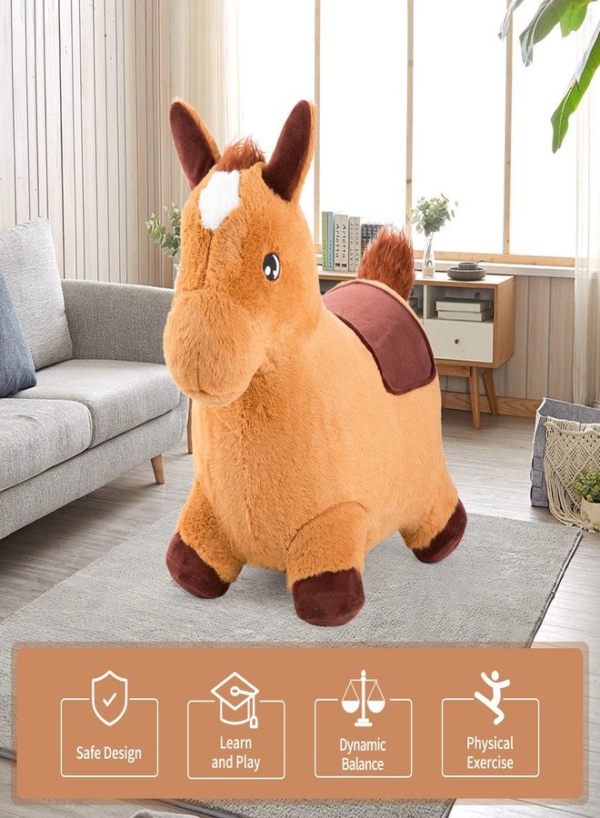 INPANY Bouncy Horse Toys Hopper, Toddler Bouncing Farm Animal, Ultra Thick Plush Inflatable Horse stuffed animals, Ride on Rubber Bouncer for Kids, Outdoor Indoor 2 3 4 Year Old Boy Girl Birthday Gift - Image 5