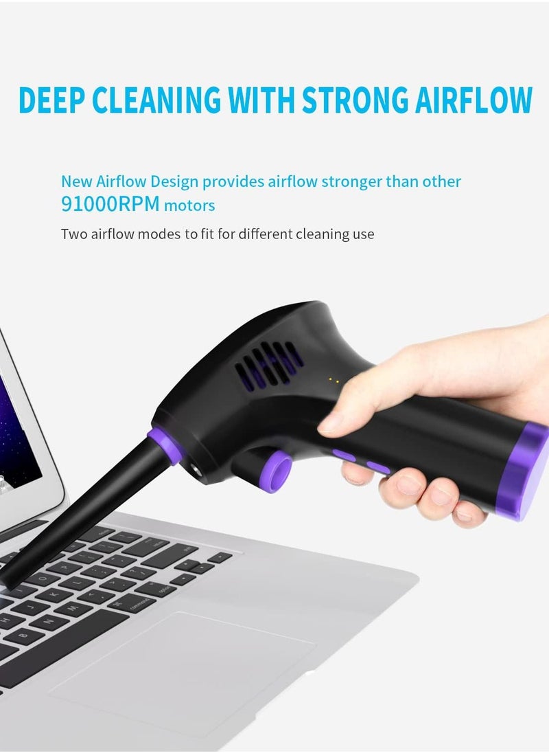 Excefore Electric Air Duster, Cordless Air Duster, Rechargeable Compressed Air Duster, 91000 RPM Air Blower, Good Replacement for Compressed Air Can, Reusable Dust Destroyer, 10W TYPE-C Port  - Image 3