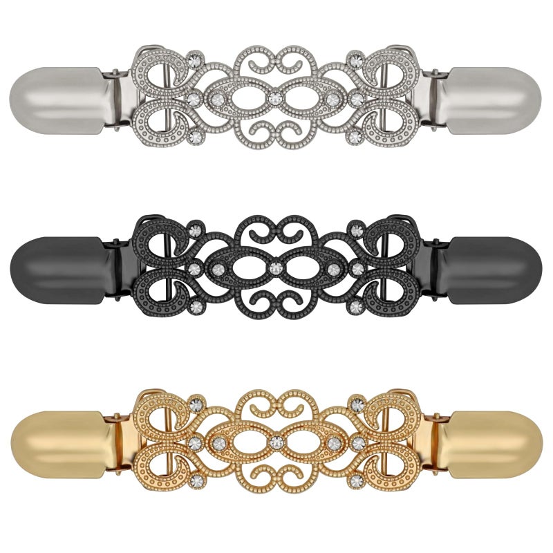 ROPAKED 3 Pcs Cinch Clips Vintage Sweater Clips Dress Clip Back Cinch Shawl Cardigan Collar Clip to Tighten Dress Pant Waist Tightener for Women