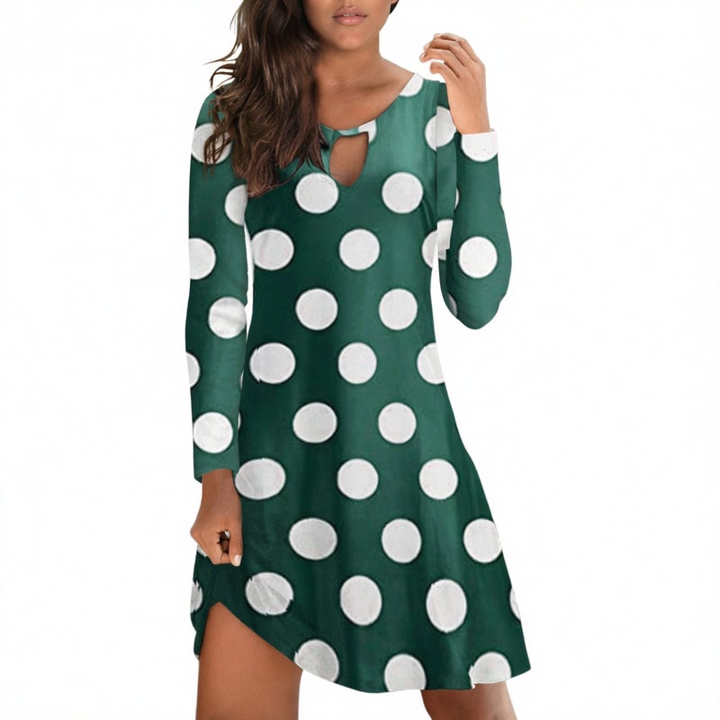 Women's Polka Dot Print Pullover Dress for Office Work - Image 4