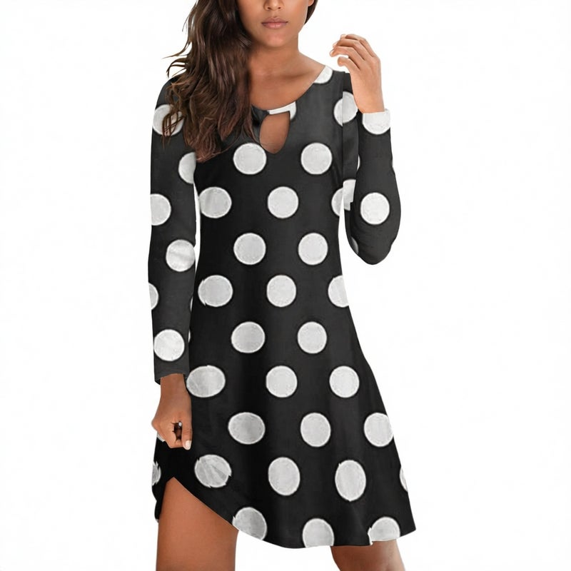 Women's Polka Dot Print Pullover Dress for Office Work - Image 5