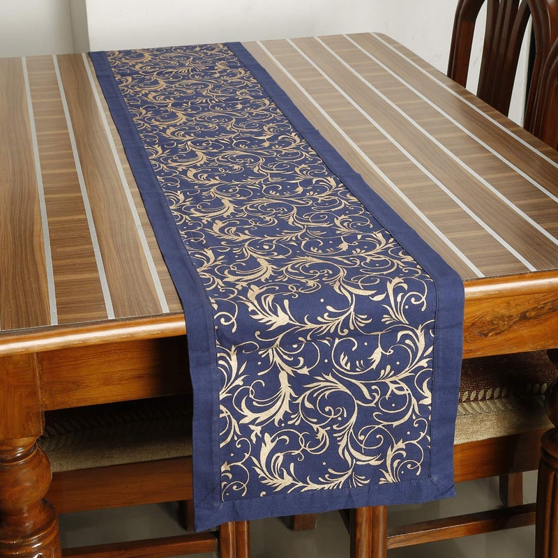 Dekor World Cotton Printed Table Runner - Blue - Image 5