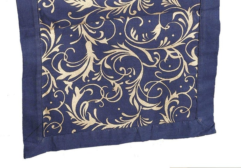 Dekor World Cotton Printed Table Runner - Blue - Image 2