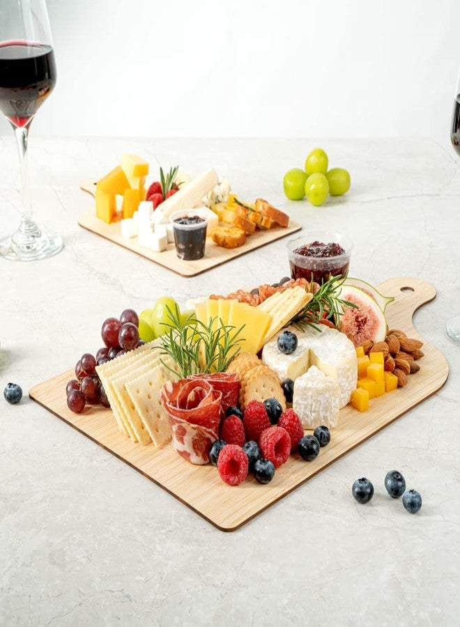 Restaurantware Nature Tek 15.8 x 9.8 Inch Disposable Cheese Platters 2 Lightweight Party Serving Trays - Avoids Greasy Messes Built-In Handle Bamboo Disposable Charcuterie Boards - Image 3