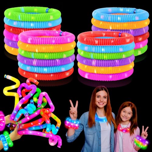 Wondrus Glow Sticks Party Favors Supplies for Toddler 18 PCS Easter Basket Stuffers Fidget Toys Gifts for Kids Light up Pop Tubes Necklace Bracelet Accessories Non Candy Treats for CampBirthdayWedding - Image 1