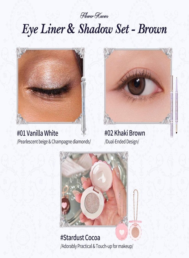 Flower Knows 3-Piece Eyeshadow Set & Eyeliner, 02 Khaki Brown - Image 3