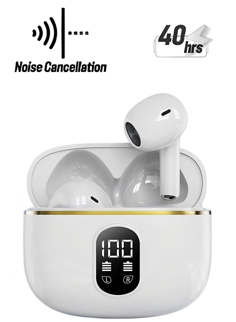 Flyview True Wireless Earbuds, In-Ear Bluetooth 5.49 Headphones 4-Mics ENC Clear Call, Bluetooth Earbuds Touch Control 40 Playtime, IPX6 Waterproof TWS, Light-Weight Earphones  - Image 1
