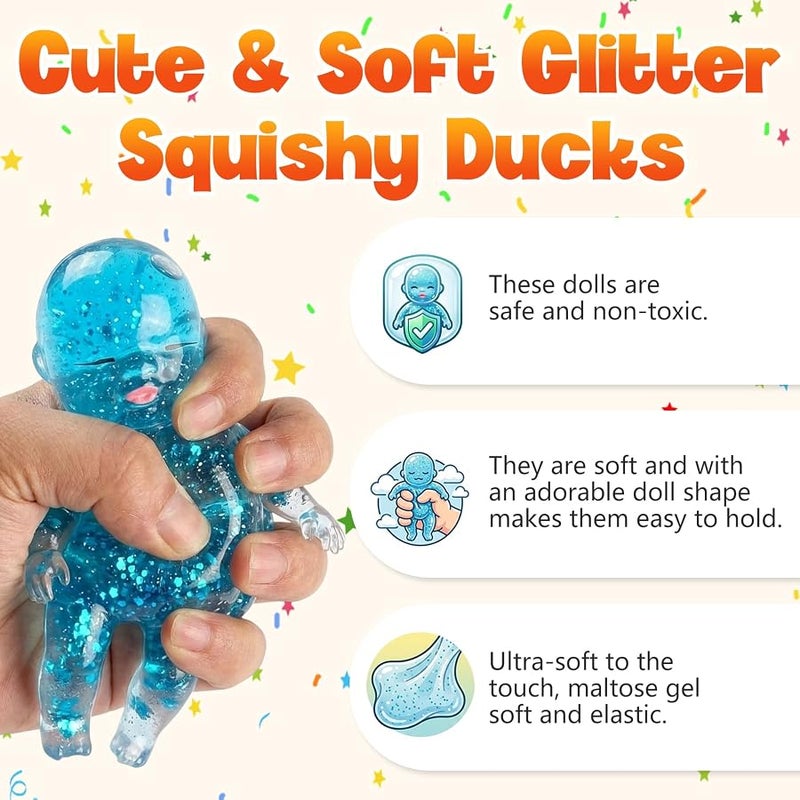 3PCS Squishy Glitter Slow Rising,Glitter Doll Squishies Stress Ball,Sugar Squishy Filled Glitter Slow Rising Squishy Sensory Fidget Toys for Stress Relief for Adults Use - Image 2