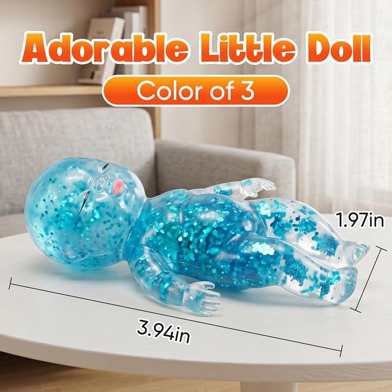 3PCS Squishy Glitter Slow Rising,Glitter Doll Squishies Stress Ball,Sugar Squishy Filled Glitter Slow Rising Squishy Sensory Fidget Toys for Stress Relief for Adults Use - Image 4