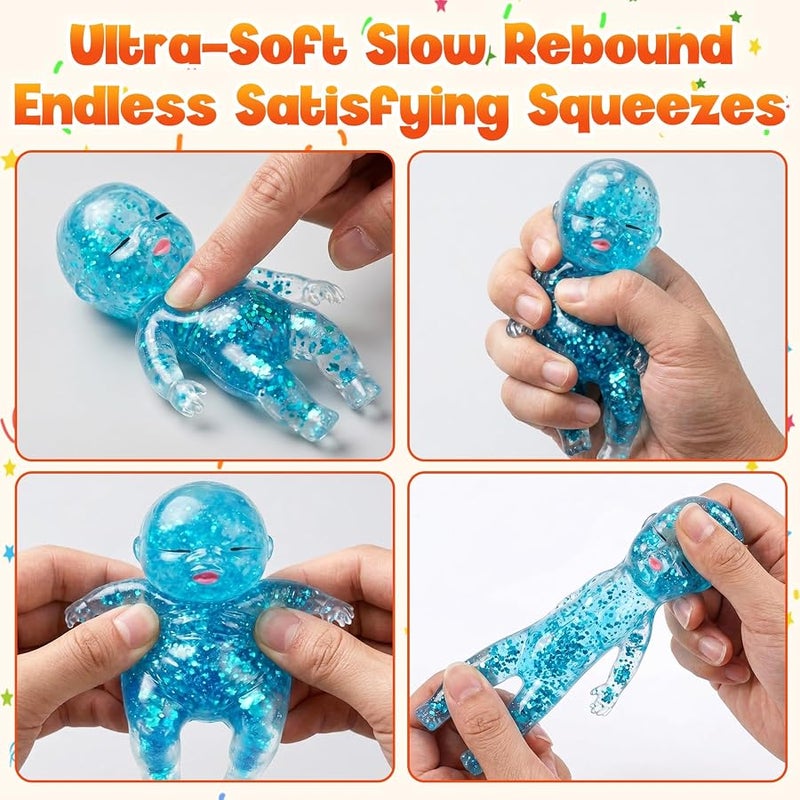 3PCS Squishy Glitter Slow Rising,Glitter Doll Squishies Stress Ball,Sugar Squishy Filled Glitter Slow Rising Squishy Sensory Fidget Toys for Stress Relief for Adults Use - Image 5