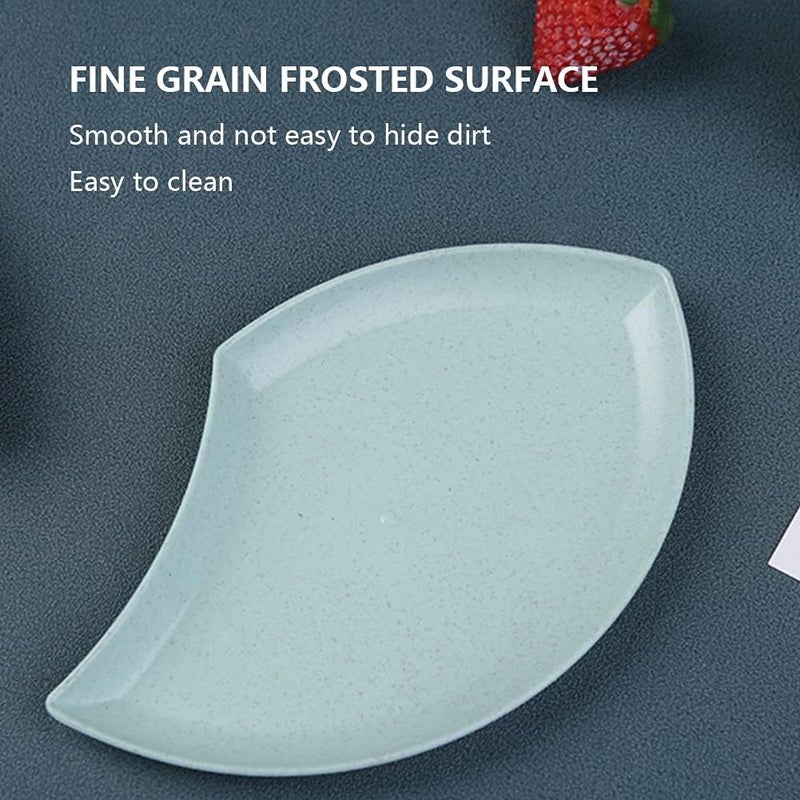 RoarCraft Wheat Straw Petal Dinnerware Set - Creative Plates for Snacks, Fruits, Desserts, Sauces, Candy, Ideal for Kitchens, Bakeries, and Elegant Serving Tray (Green, Set of 4, 18 x 11.3 x 2.5 CM) - Image 4