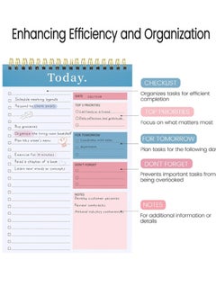 Generic To Do List Notepad, 52 Sheets To Do List Notebook for Work, Twin-ring Spiral Bindling Undated Daily Planner Perfect for Enhanced Productivity and Goal Achievement  - Image 3