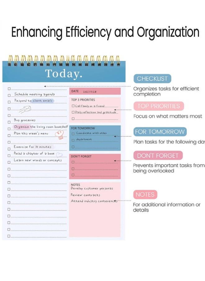 Generic - To Do List Notepad, 52 Sheets To Do List Notebook for Work, Twin-ring Spiral Bindling Undated Daily Planner Perfect for Enhanced Productivity and Goal Achievement - Image 1