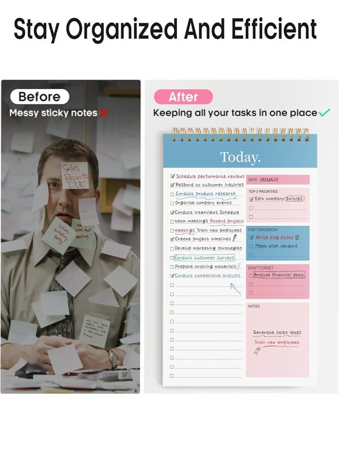 Generic - To Do List Notepad, 52 Sheets To Do List Notebook for Work, Twin-ring Spiral Bindling Undated Daily Planner Perfect for Enhanced Productivity and Goal Achievement - Image 1