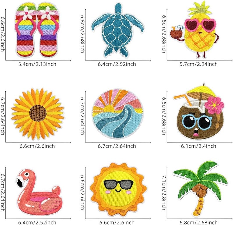 ملصقات حديدية على شكل موضوع إجازة كرتونية 9 قطع لإصلاح القبعات والأحذية والحقائب - Image 4