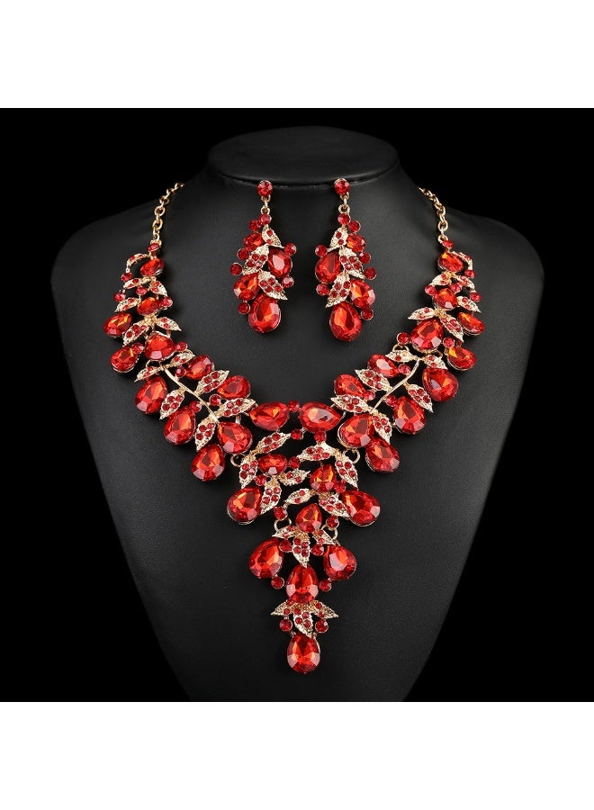 NIBEMINENT Luxury Vintage Crystal Necklace Set - Perfect Party Accessory