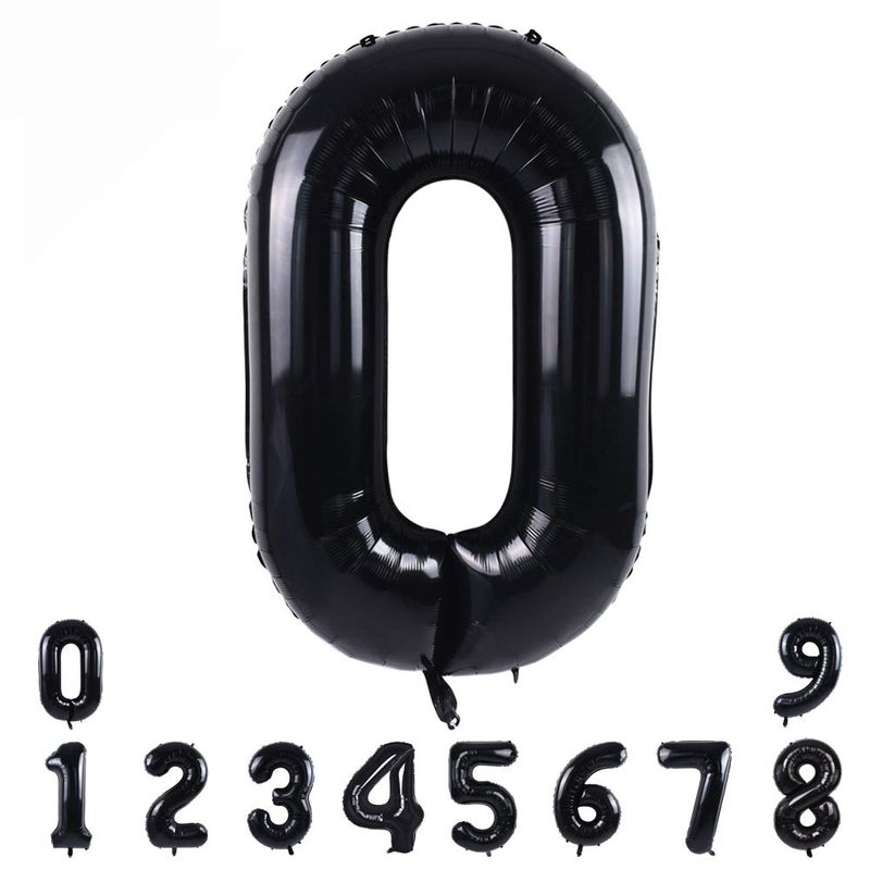 TONIFUL 40 Inch Black Large Numbers 0-9,Number 0 Digital 0 Helium Balloons,Foil Mylar Big Number Balloons for 2026 Graduation New Year Eve Birthday Party supplies Decorations - Image 1